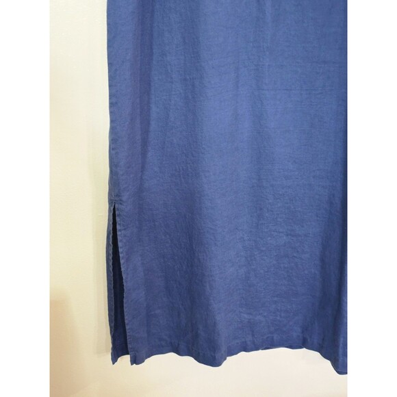 J. Jill pureJill Linen Blue Maxi Layered Dress Womens Size Medium Batik Overlay - Picture 6 of 11
